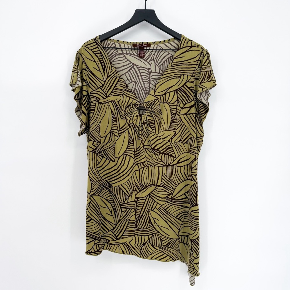 ☀️ 3/$25 Lena Jeans Y2K Abstract Leaf Print Blouse Size 3X